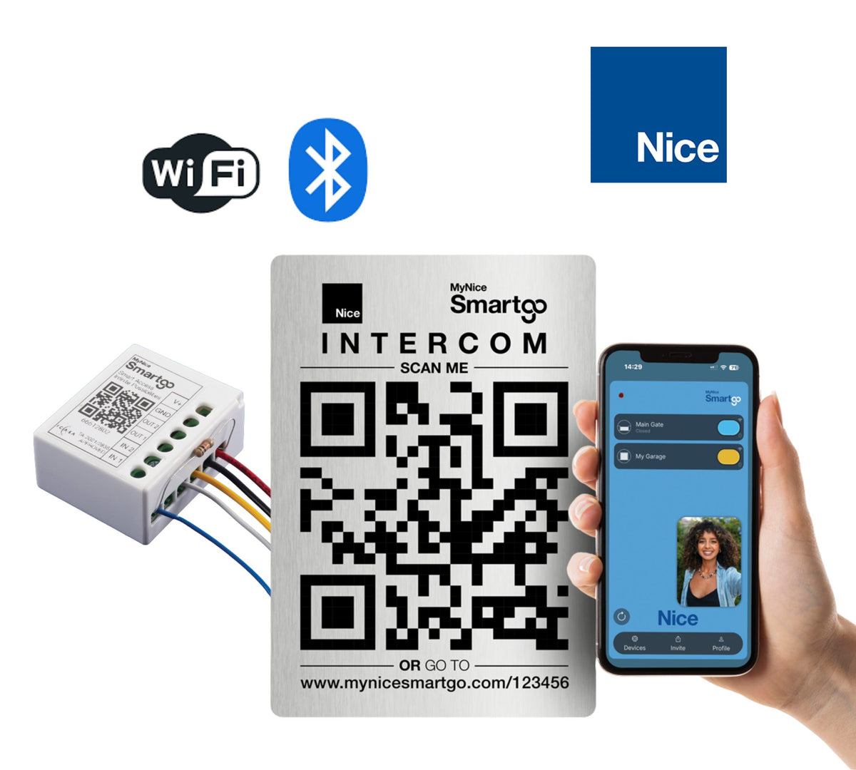 NICE SmartGo WiFi Module + INTERCOM QR LINK & A4 Plate – Security ...